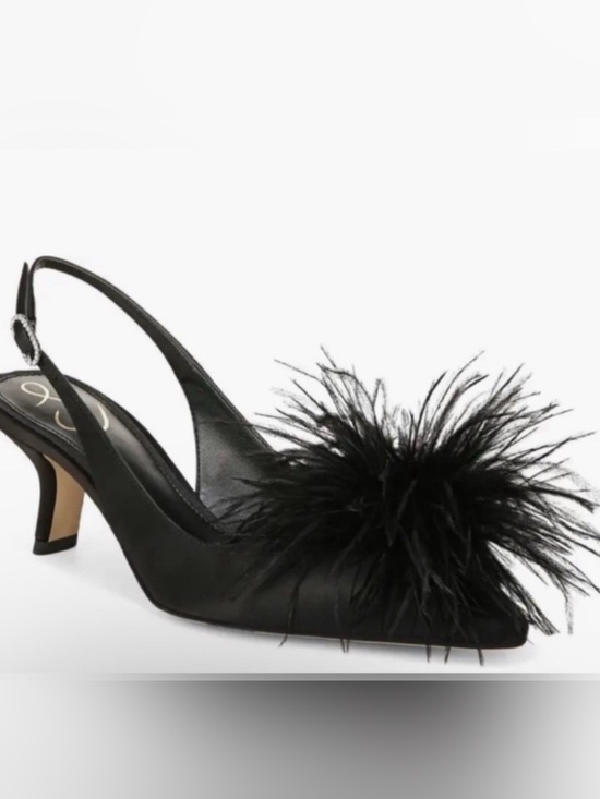 Sam Edelman Shoes - Sam Edelman Elegant Black Slingback Heels with Feather Detail